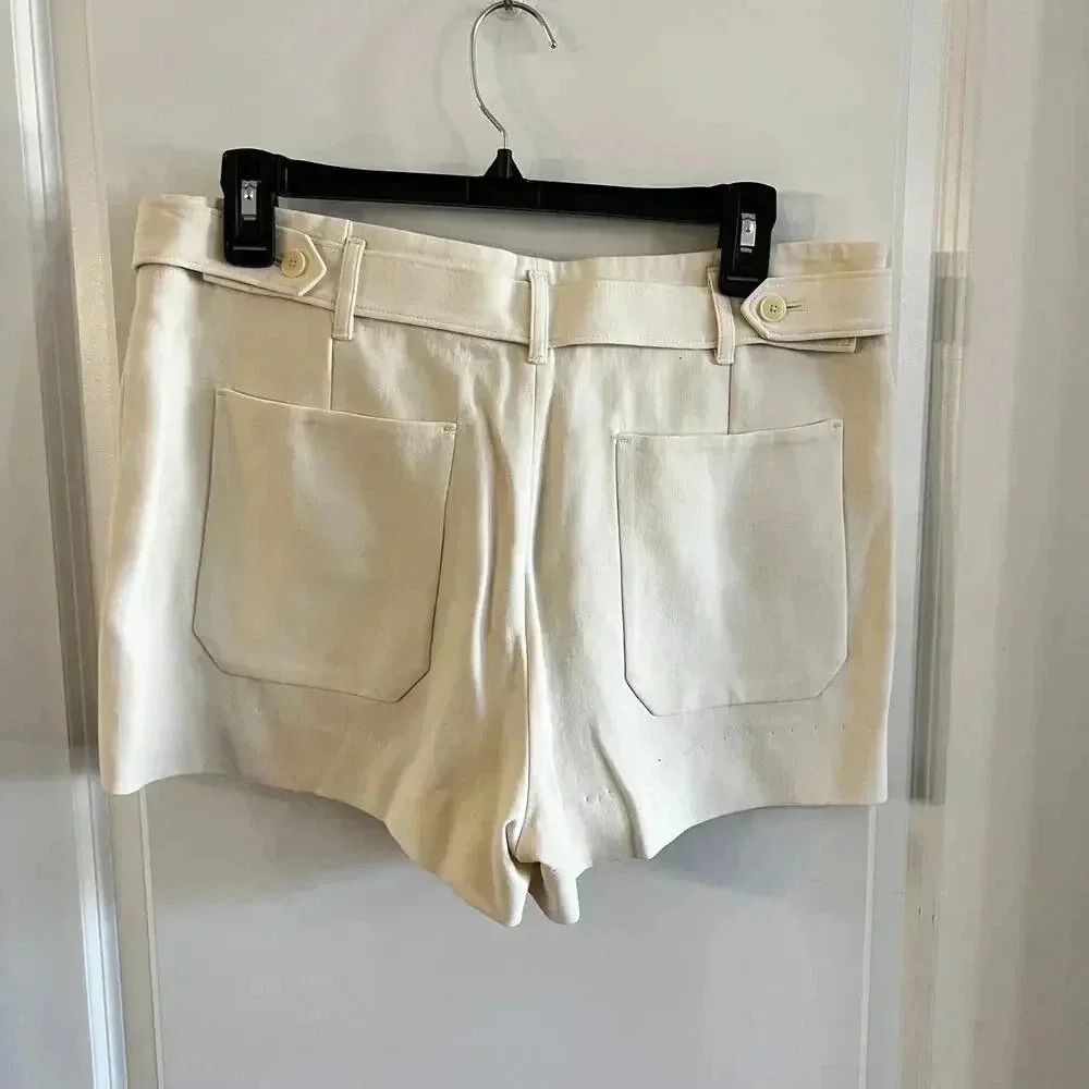 79 Helmut Lang Waist Tie Shorts Size 4 Color Cream - Picture 5 of 6